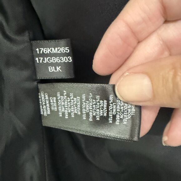 Kenneth Cole New York Wool Blend Pea Coat Women’s 2X Black Asymmetrical Button - Picture 9 of 12